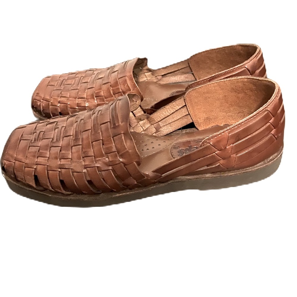 Brown Woven Leather Slip-On Loafers